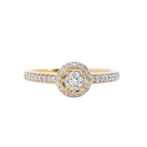 ANILLO SOLITARIO CON PIEDRA LATERAL EN ORO AMARILLO 0.35 CT