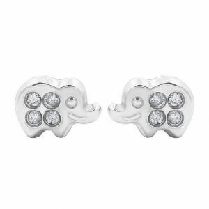 BROQUEL ELEFANTES PEQUEÑOS EN ORO BLANCO